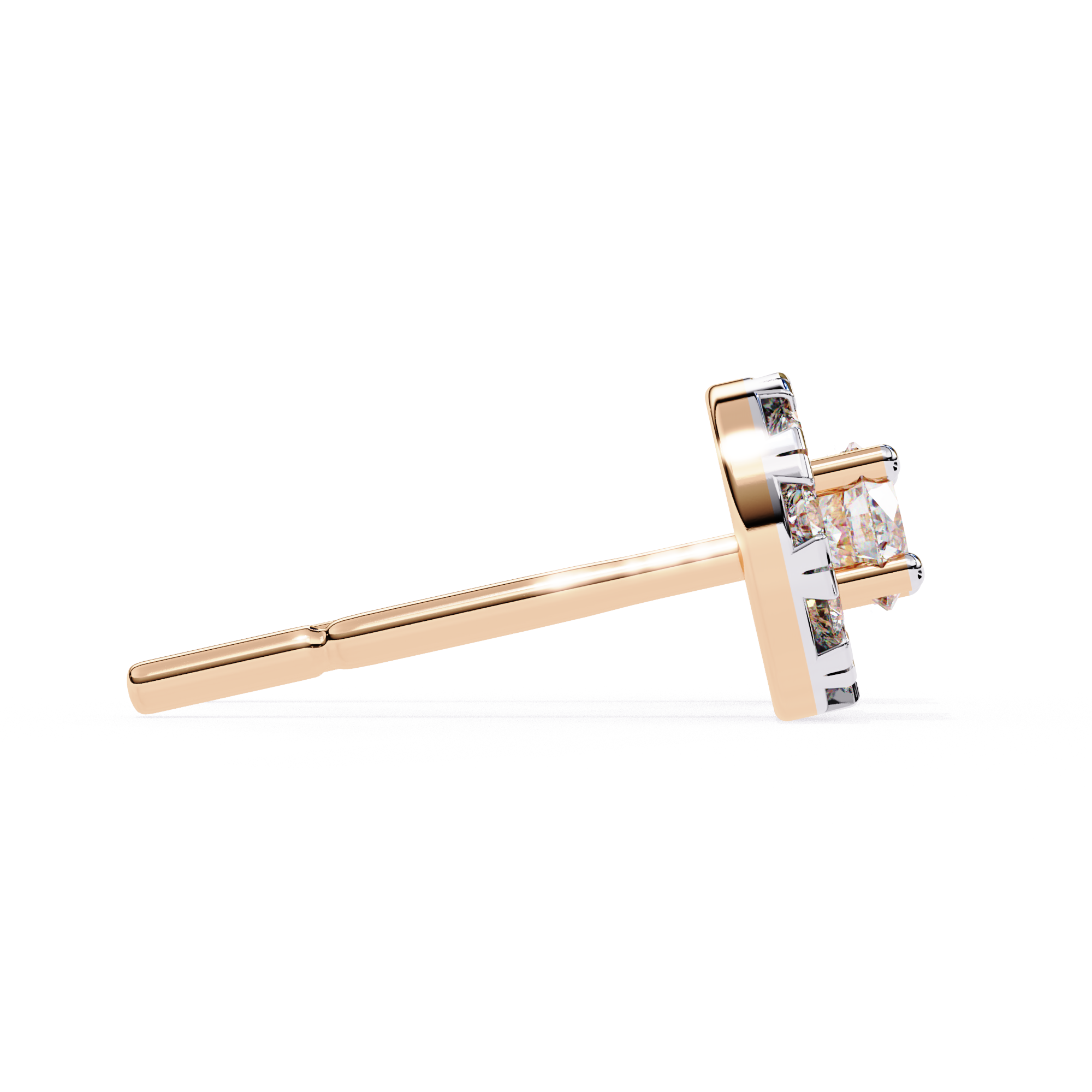 Round diamond stud earrings in Rose Gold