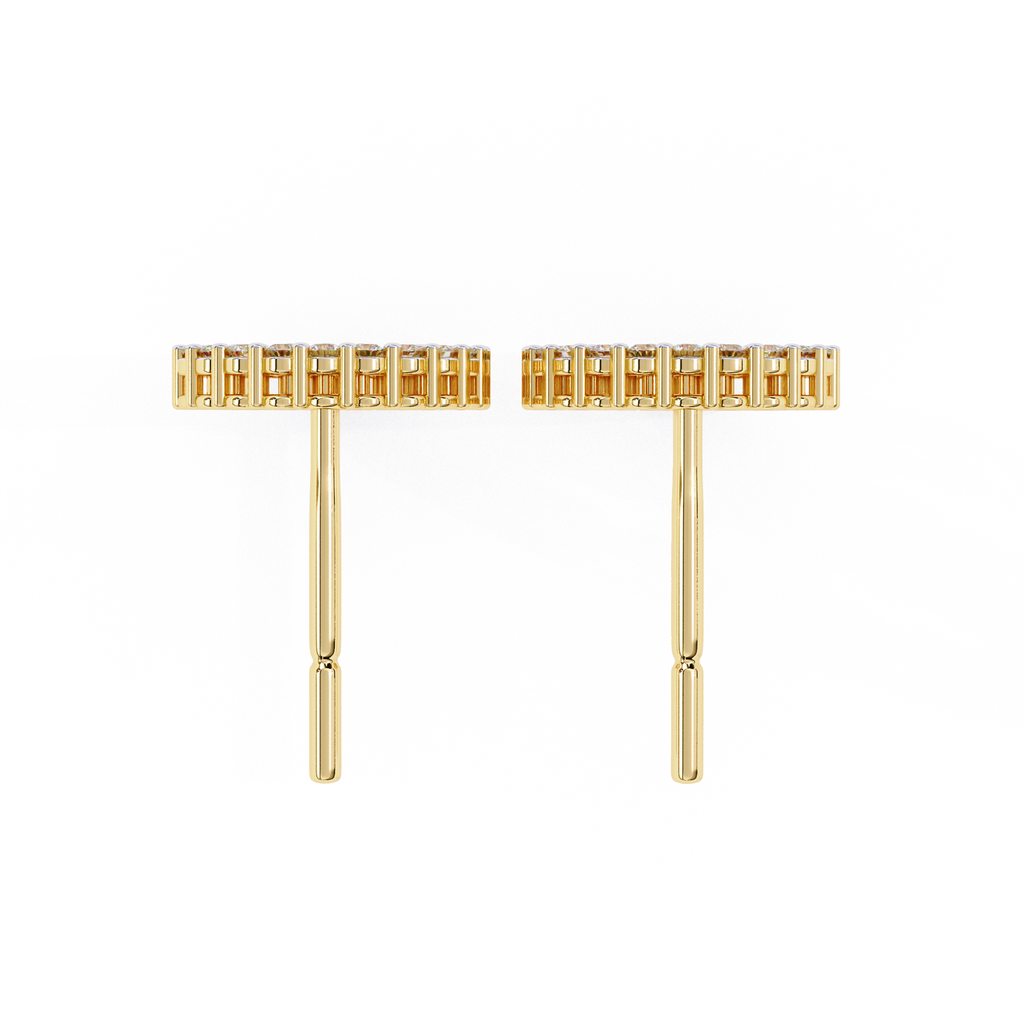 Yellow Gold diamond circle stud earrings everyday wear