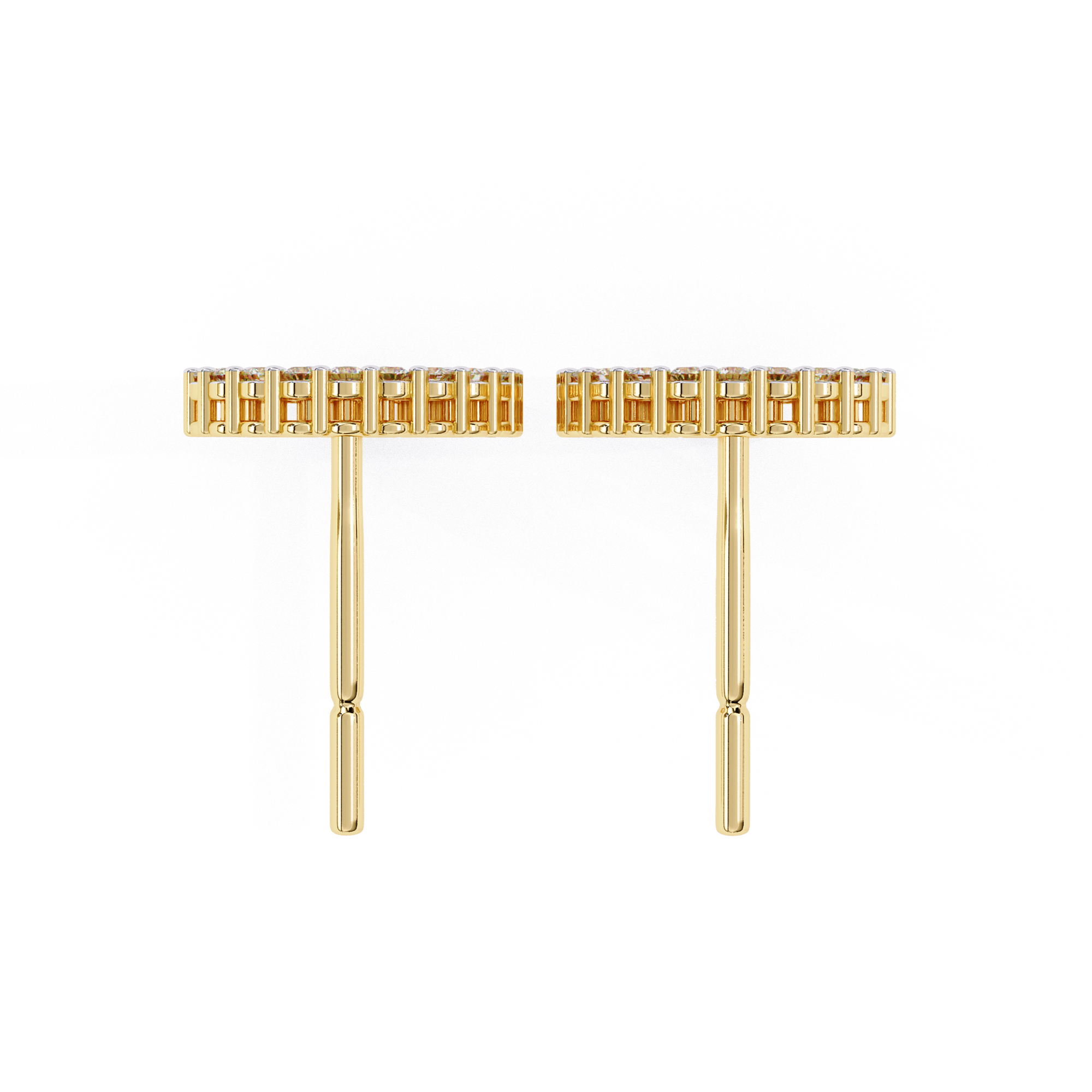 Yellow Gold diamond circle stud earrings everyday wear