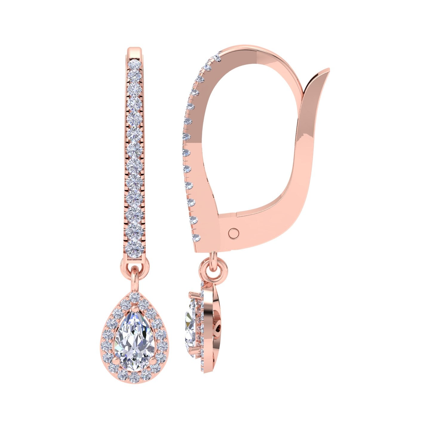 Teardrop diamond hoop earrings in Rose Gold