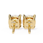 Premium gold cushion cut diamond stud earrings