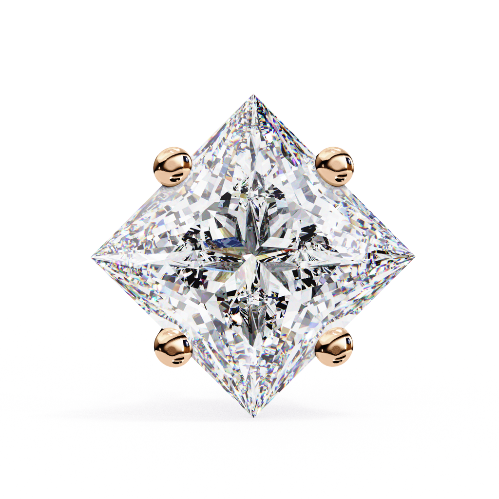 Elegant princess cut diamond stud earrings