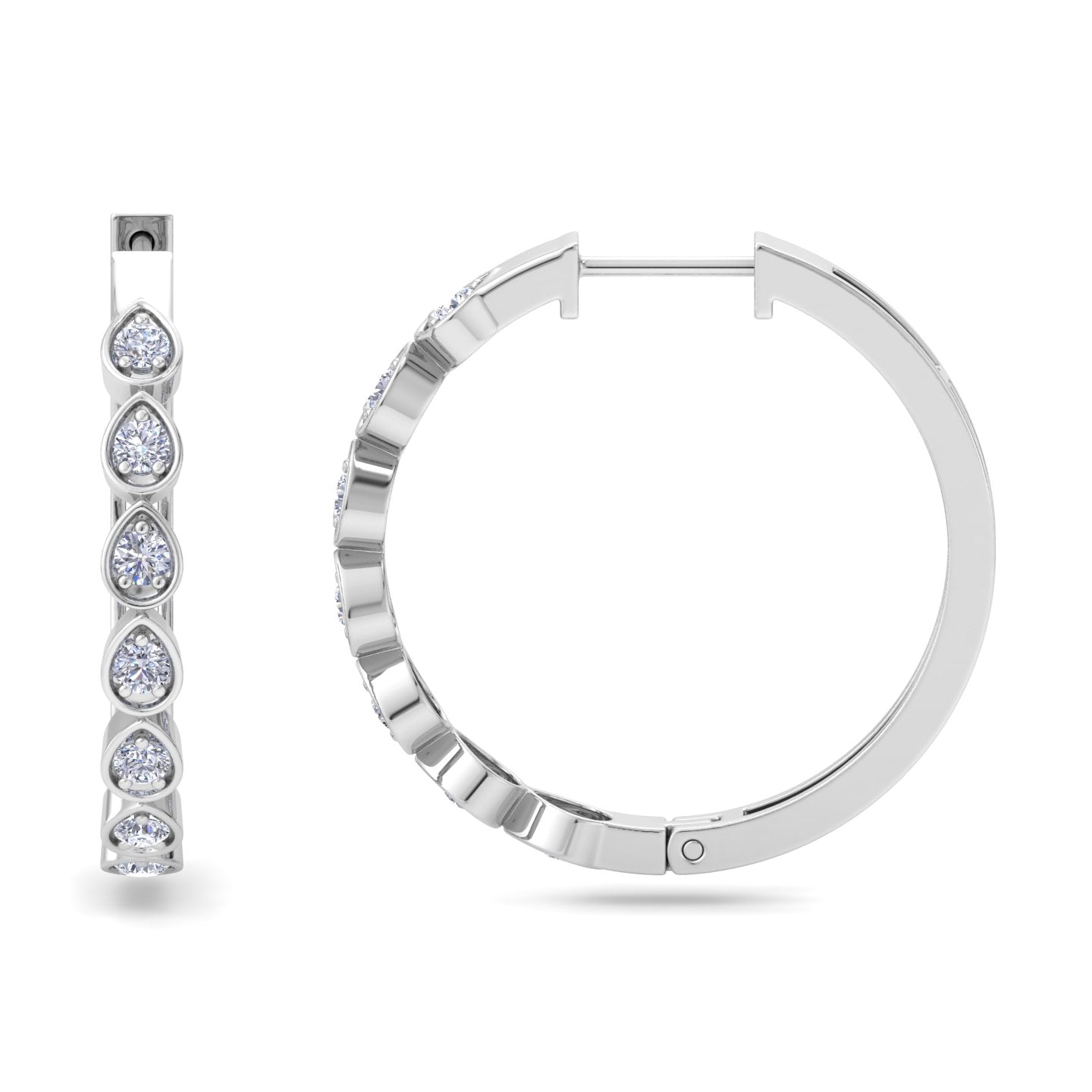 Pear shaped diamond hoop earrings in White Gold