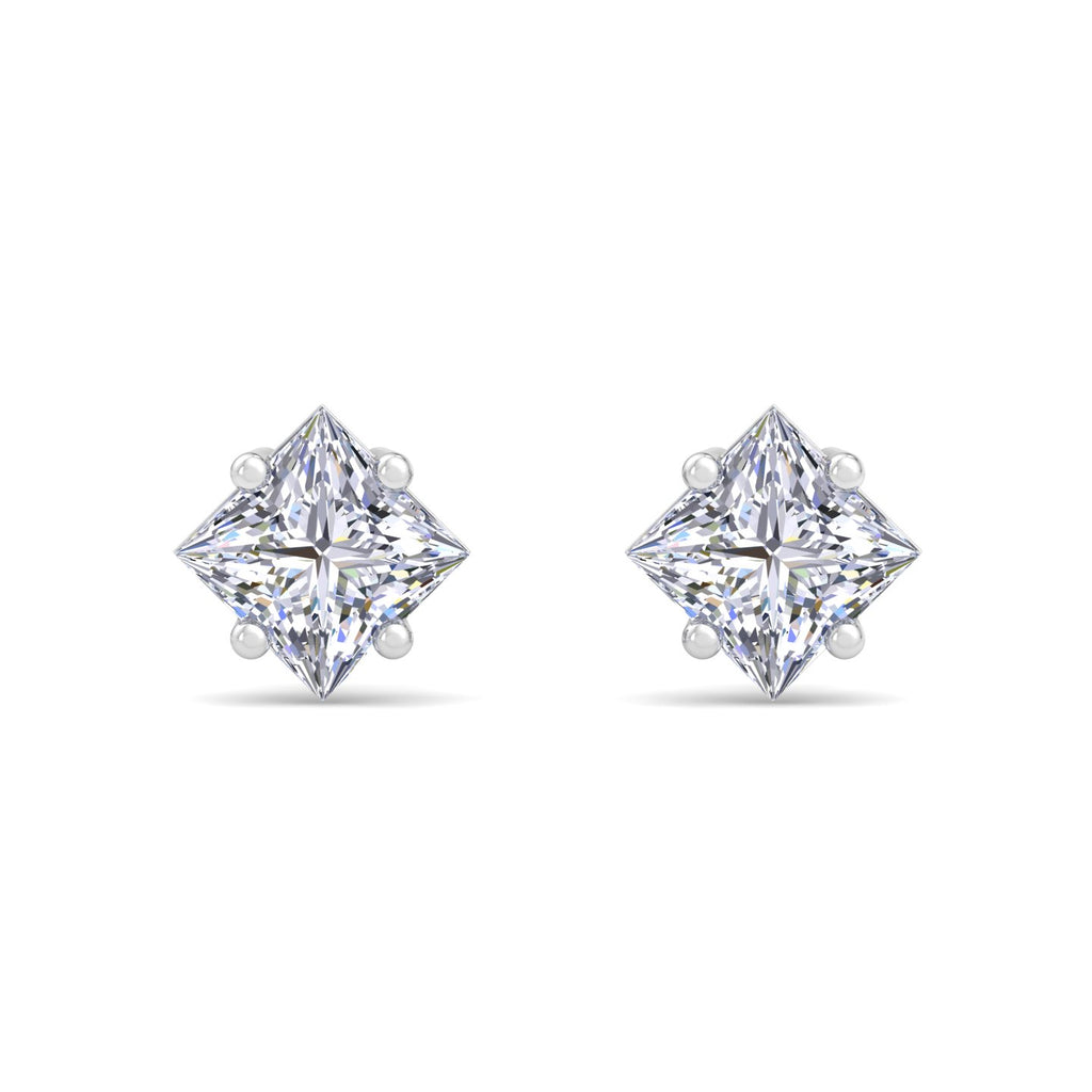 Square princess cut diamond stud earrings