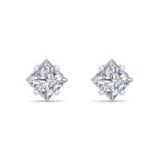 Square princess cut diamond stud earrings