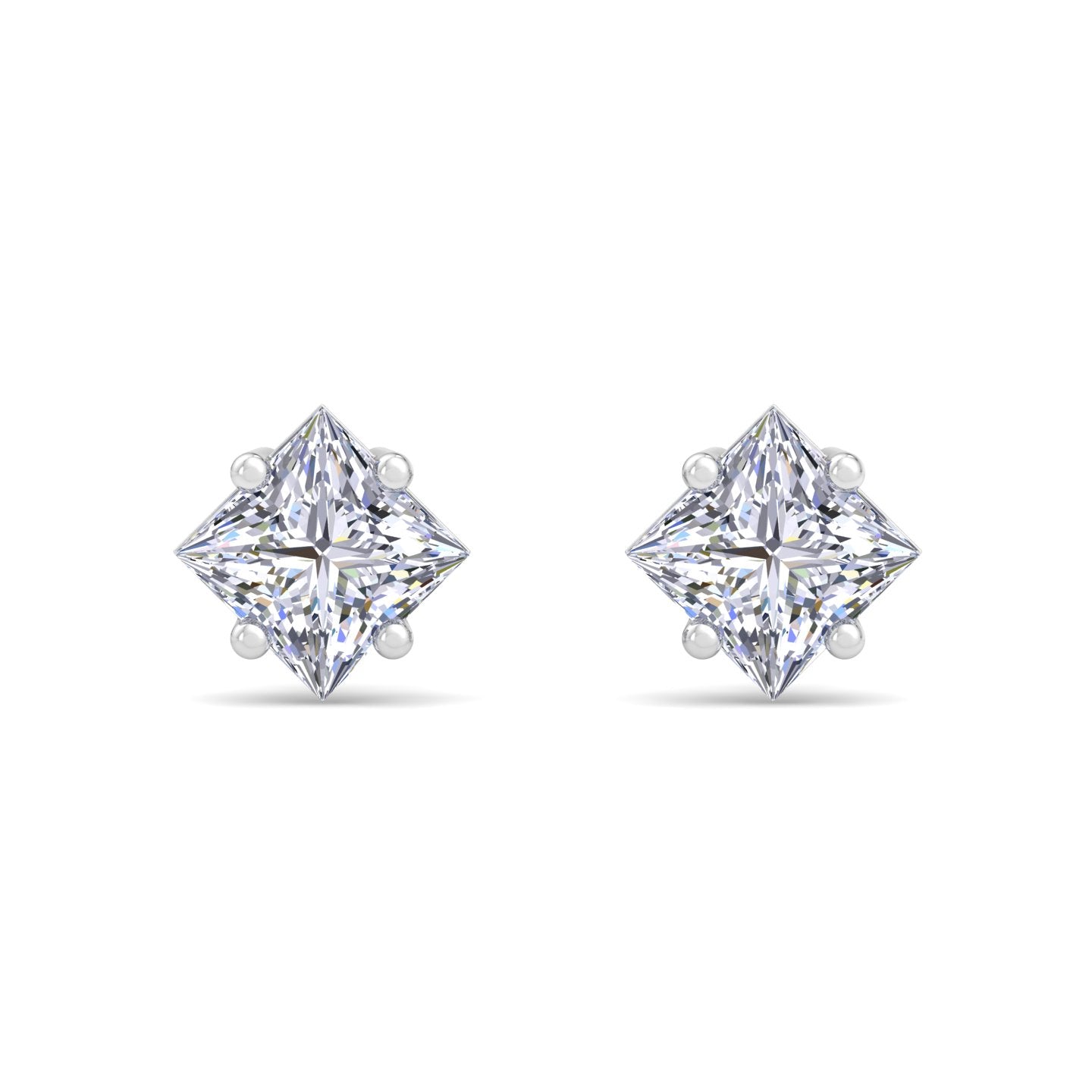 Square princess cut diamond stud earrings