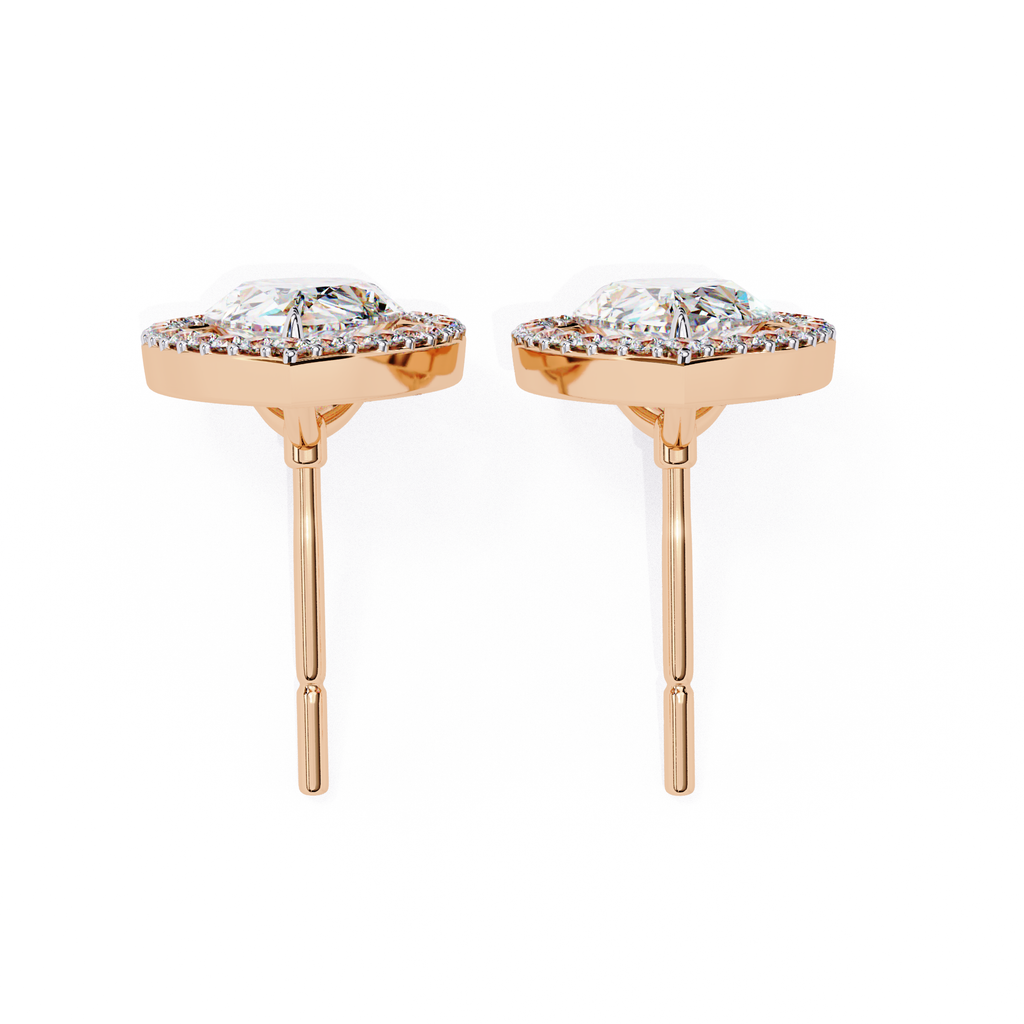 Designer Pear shaped diamond halo stud earrings