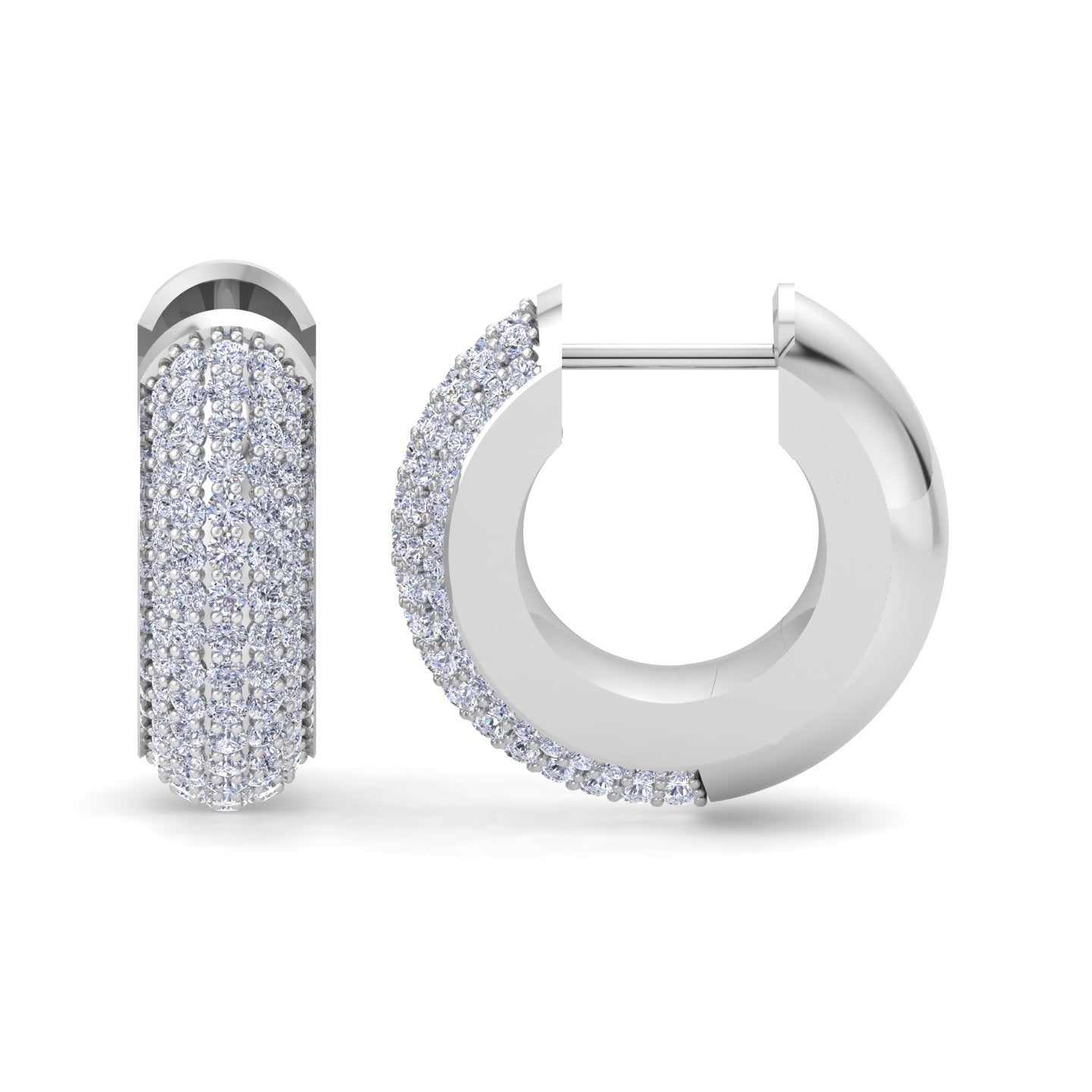 Luxury white gold diamond hoop earrings