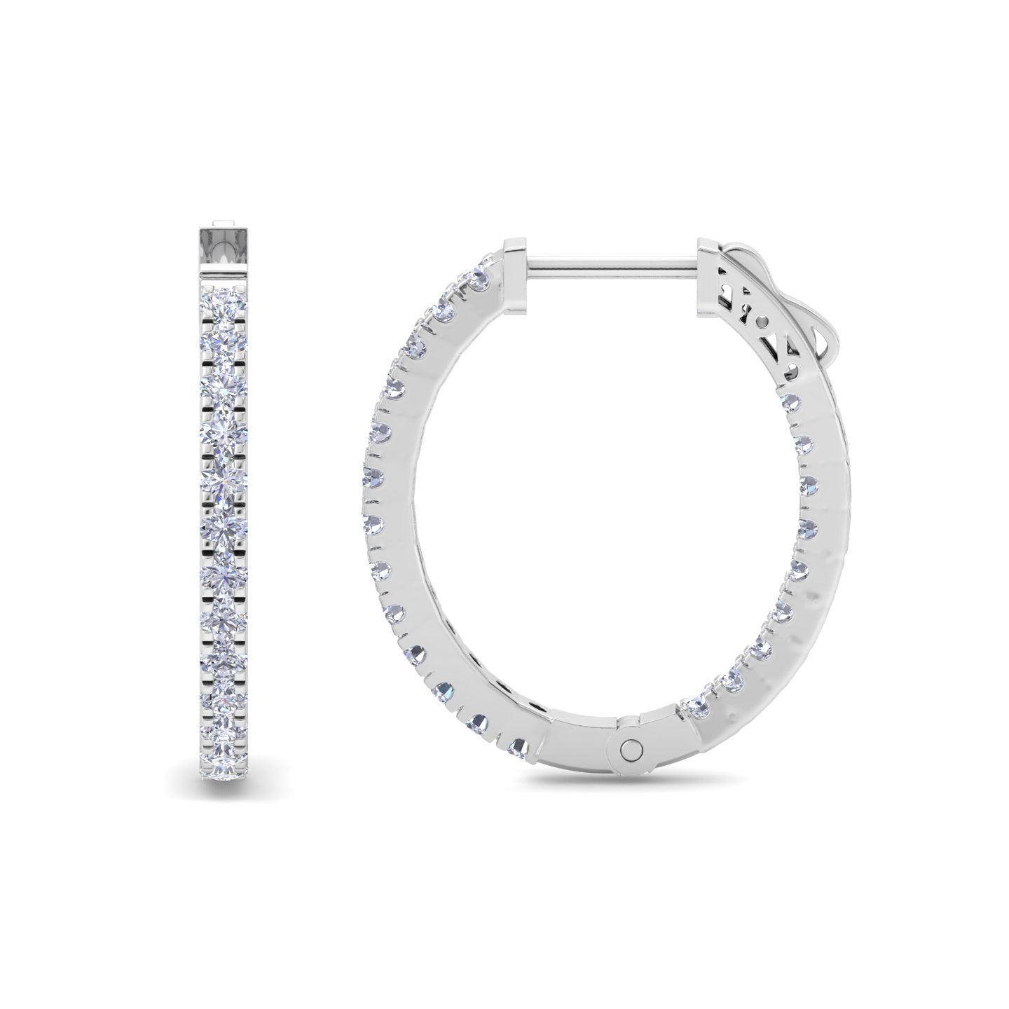 Minimal diamond hoop earrings in White Gold