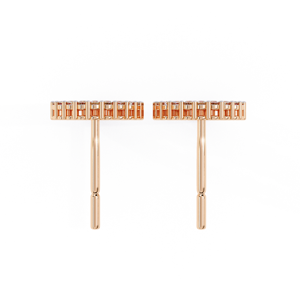 Rose Gold diamond circle stud earrings everyday wear