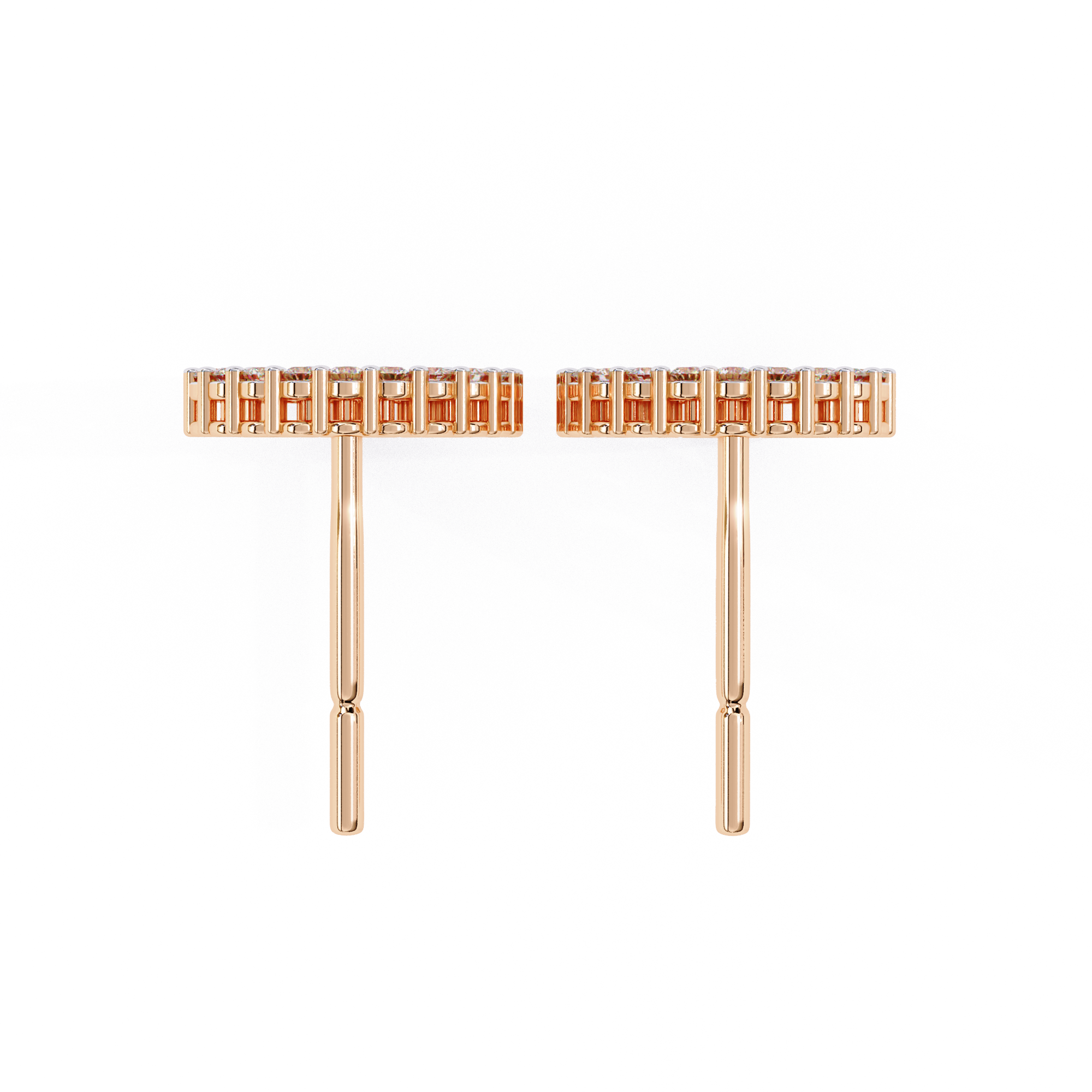Rose Gold diamond circle stud earrings everyday wear