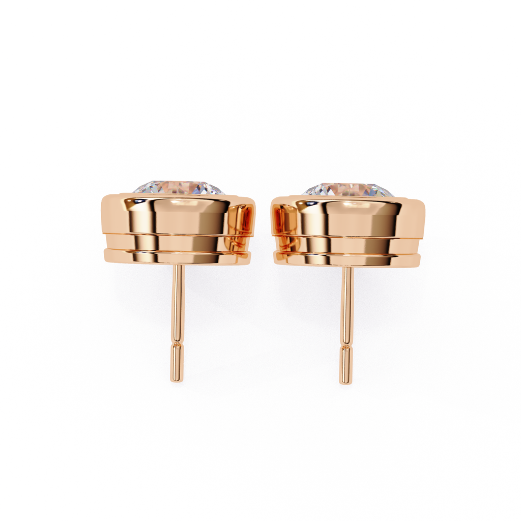 Architectural bezel diamond stud earrings