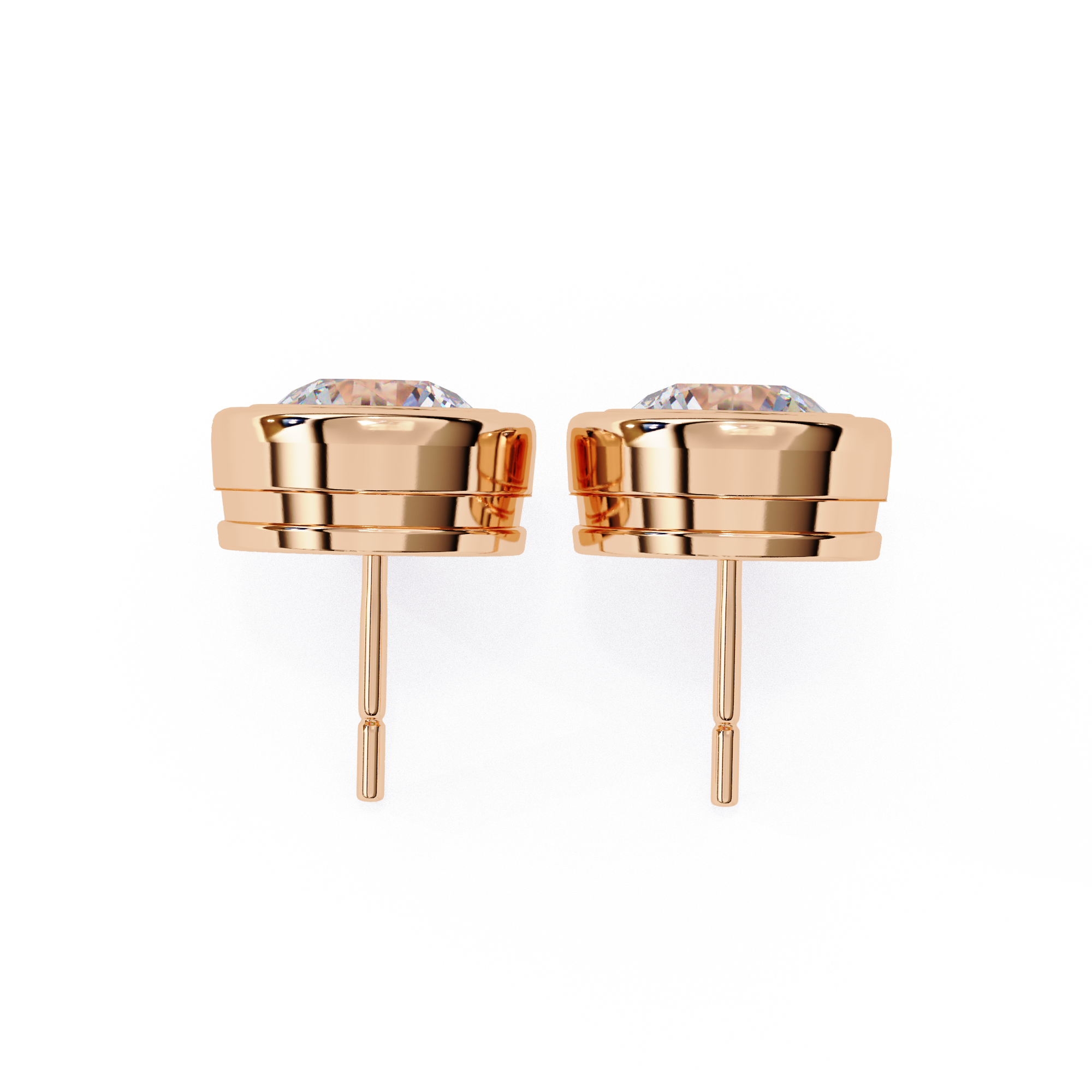 Architectural bezel diamond stud earrings