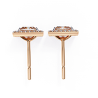 Designer square diamond halo stud earrings