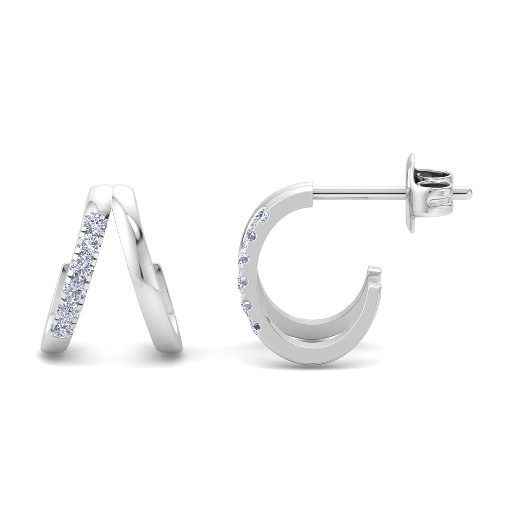 Double hoop diamond earrings in White Gold