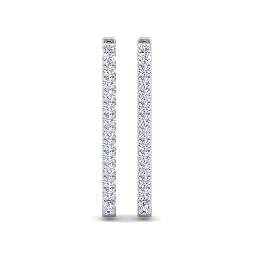 White Gold rectangular diamond hoops