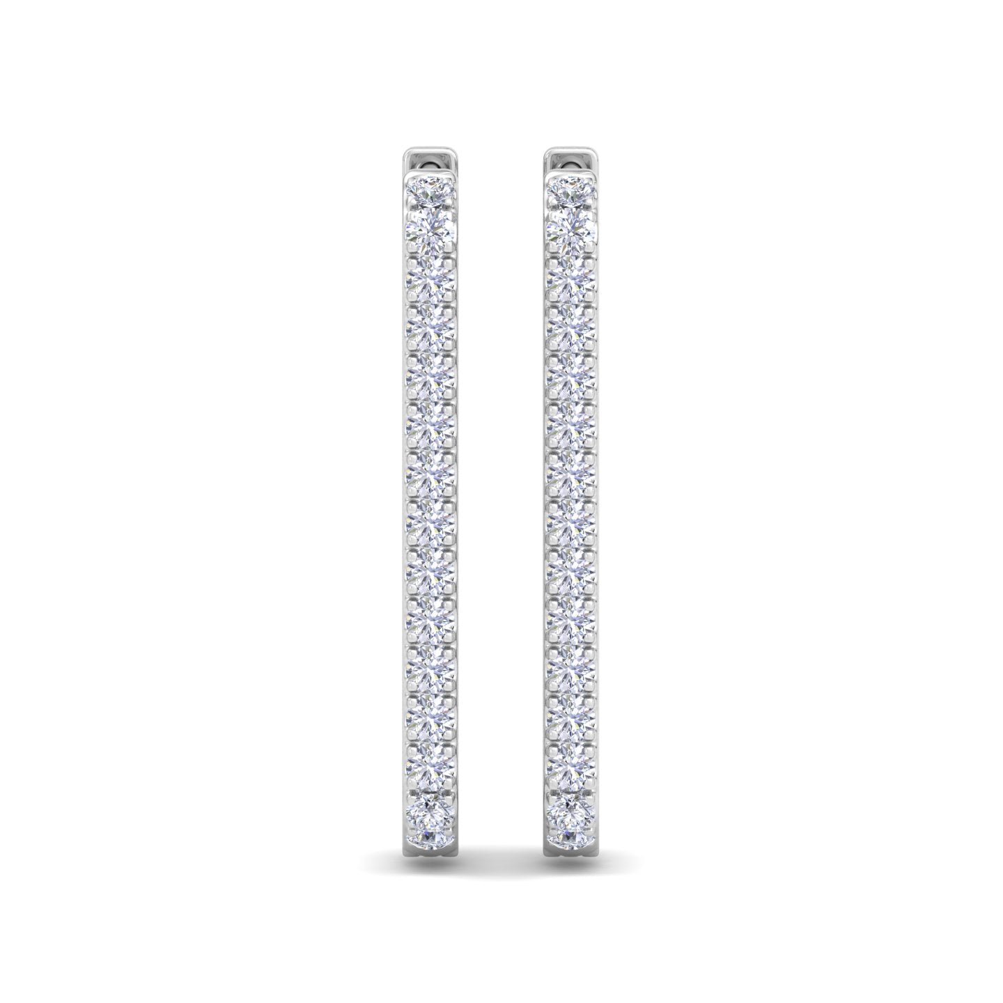 White Gold rectangular diamond hoops