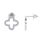 Clover pattern diamond stud earrings in White Gold