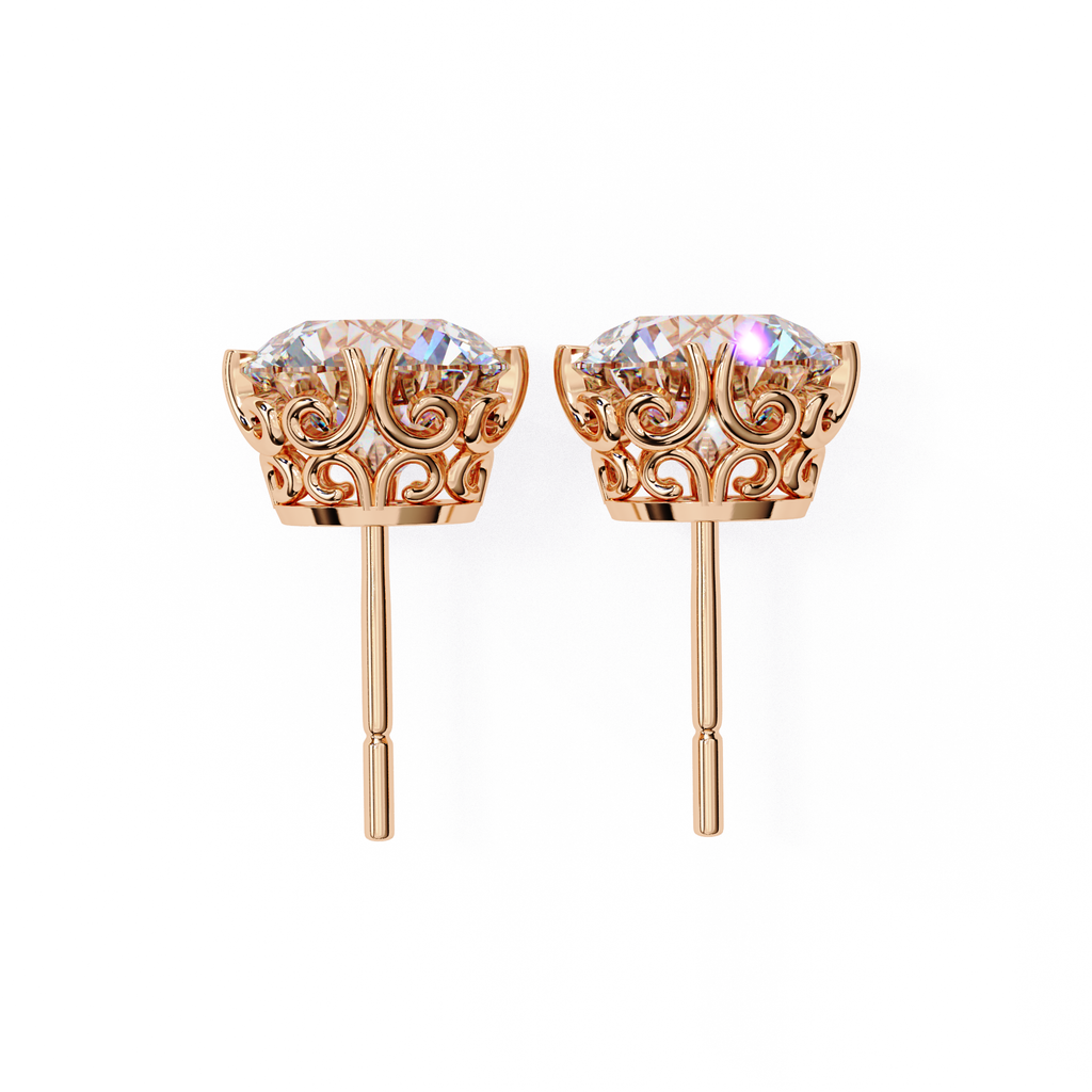 Designer Round diamond stud earrings