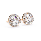 Luxury diamond stud earrings round shape Rose Gold