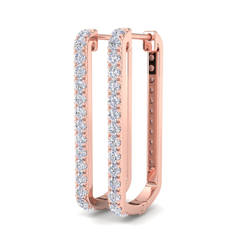 Contemporary rectangular diamond earrings in rose gold
