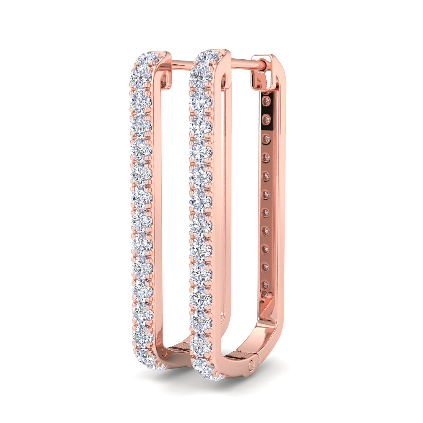 Contemporary rectangular diamond earrings in rose gold
