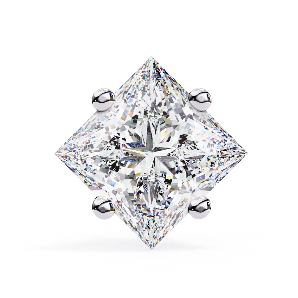 Elegant princess cut diamond stud earrings