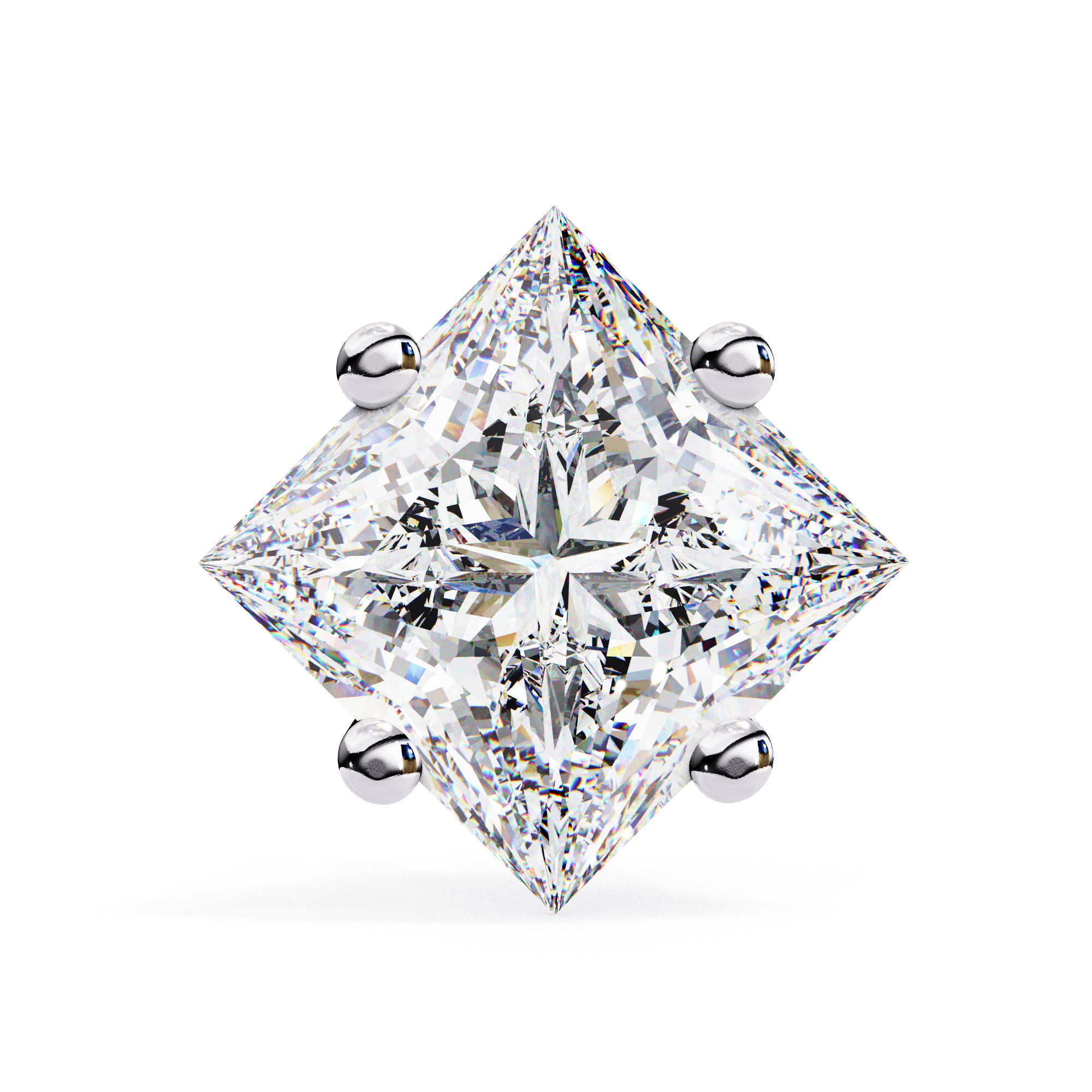 Elegant princess cut diamond stud earrings