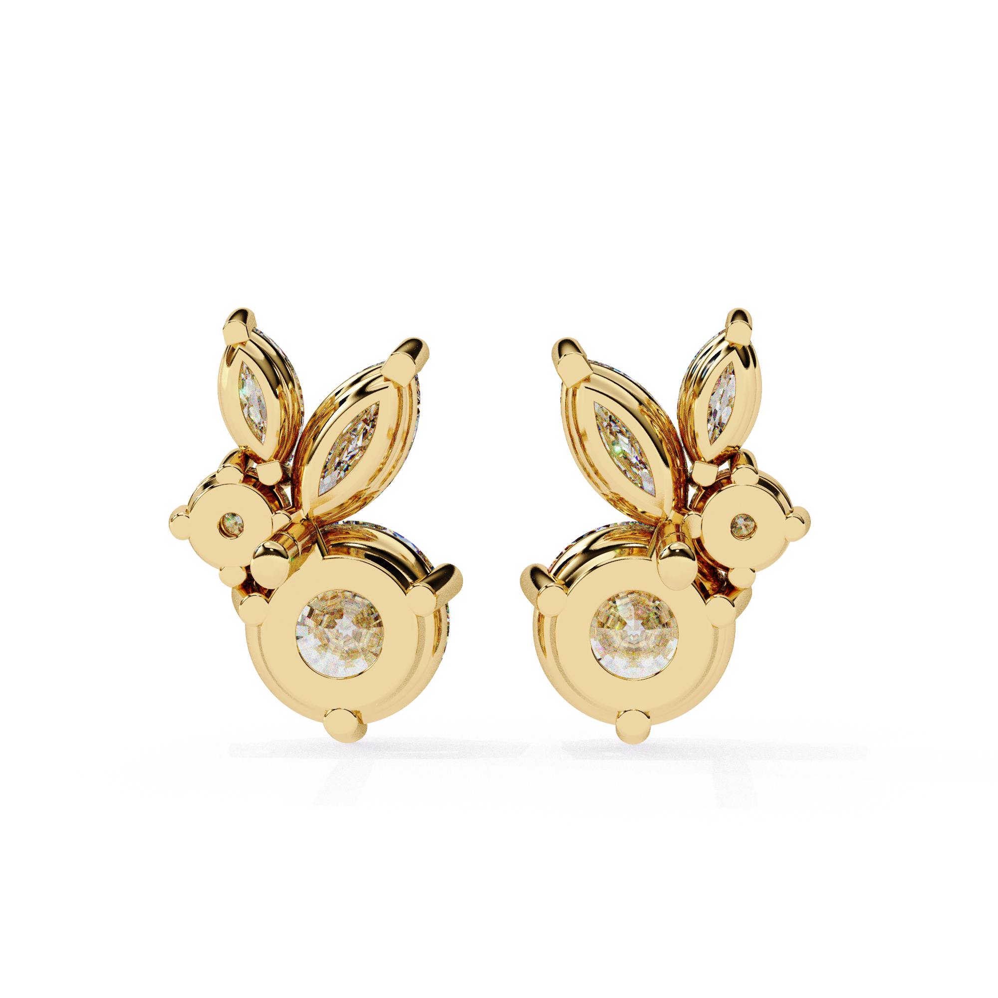 Premium gold diamond stud earrings