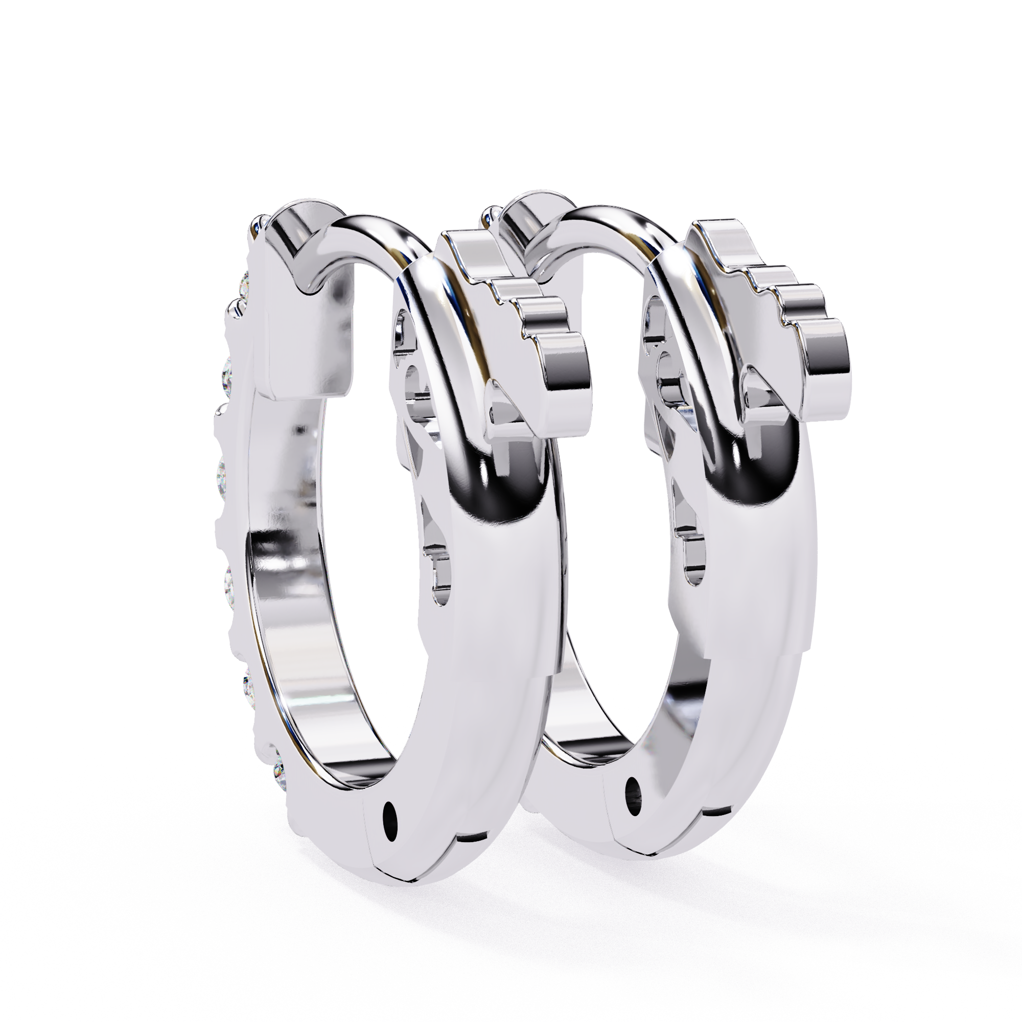 Minimal white gold diamond hoop earrings