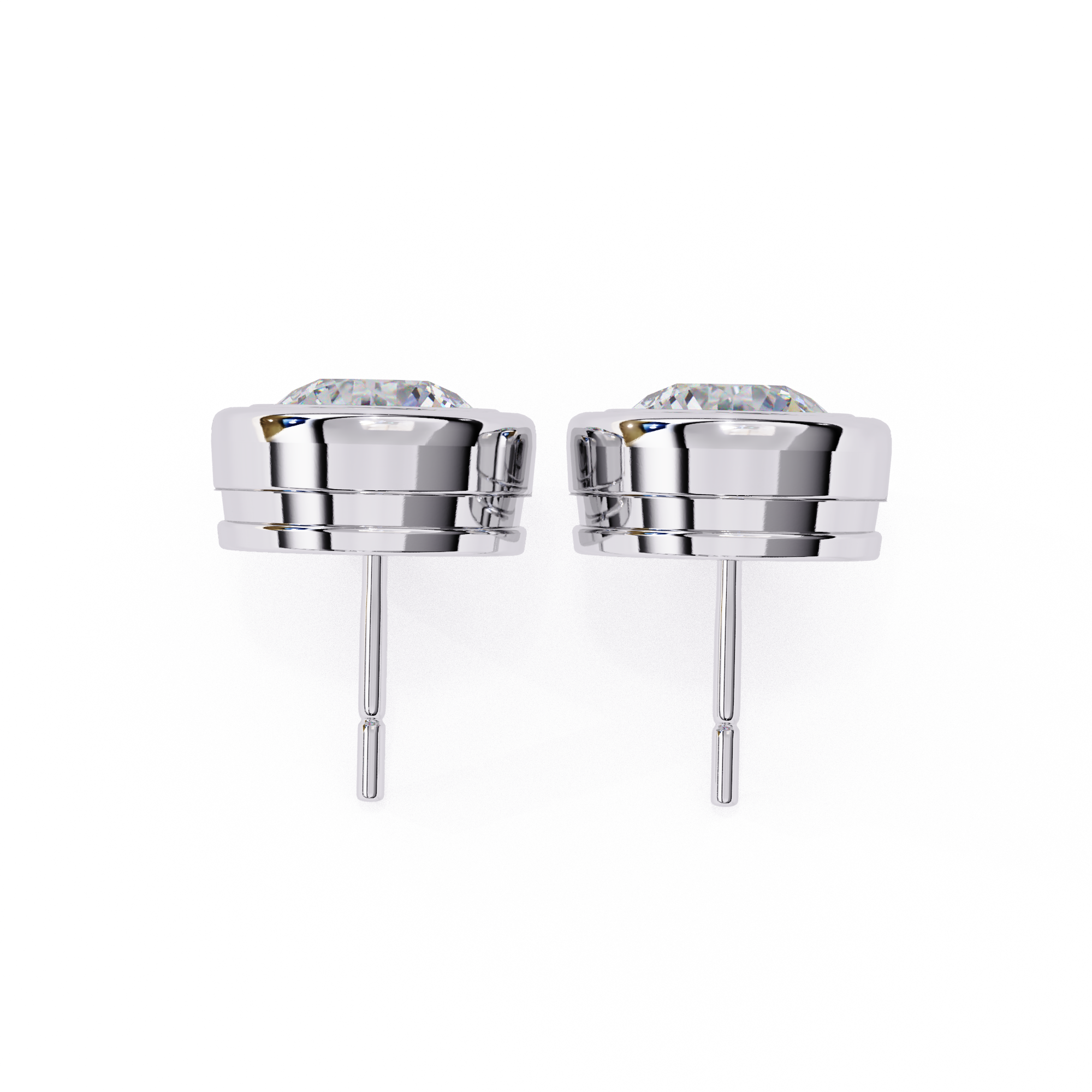 Bezel round diamond stud earrings everyday wear