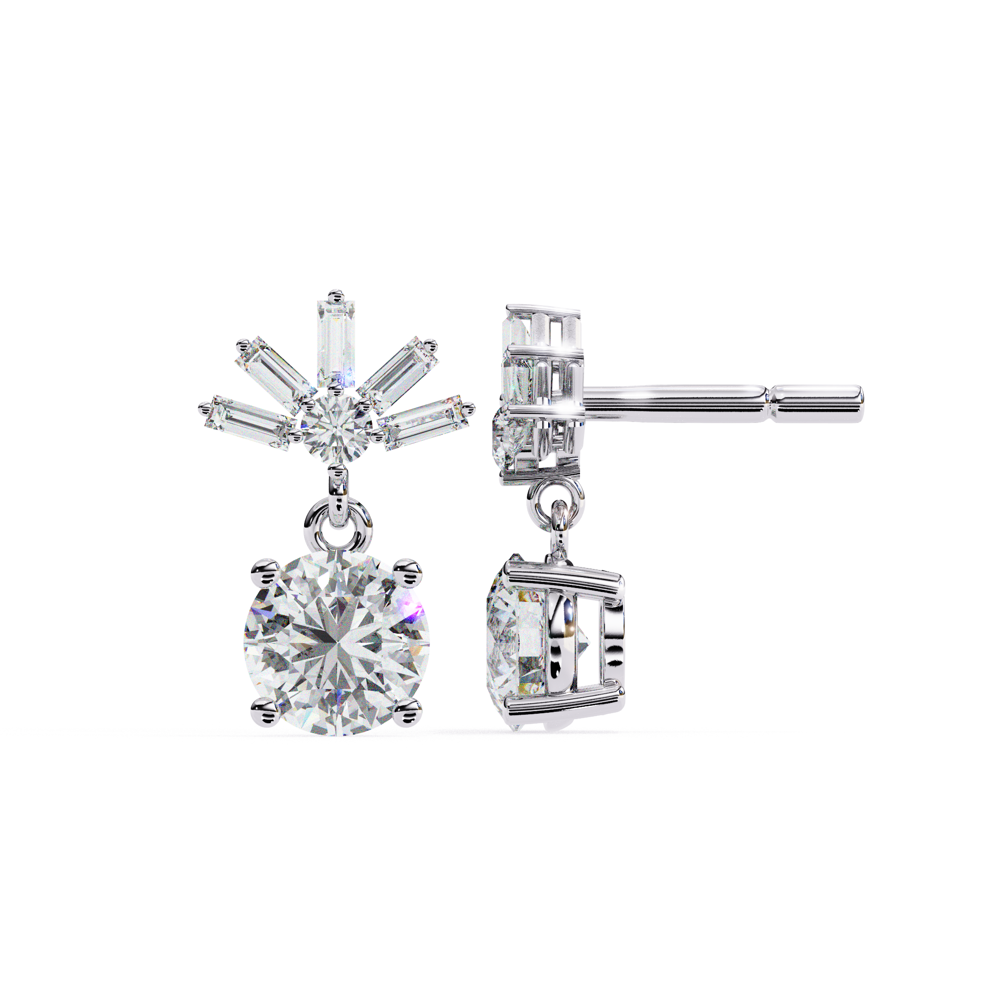 Statement diamond drop earrings in White Gold