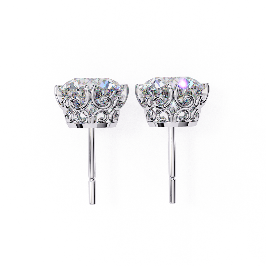 Designer Round diamond stud earrings