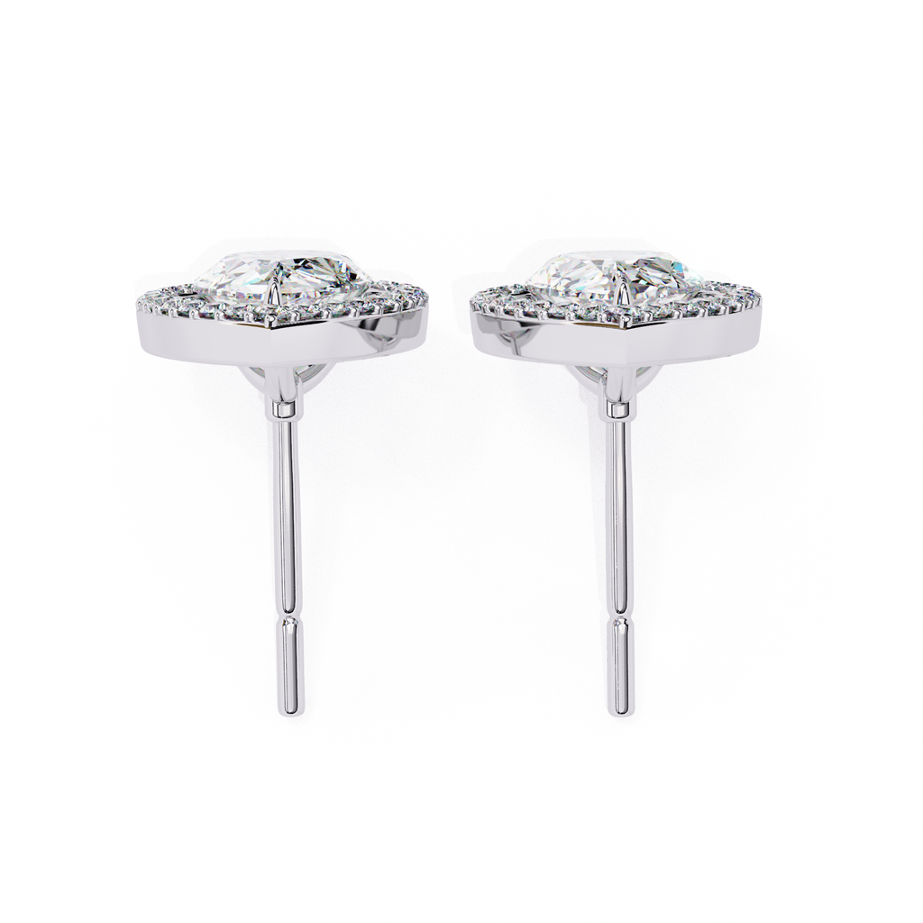 Designer Pear shaped diamond halo stud earrings