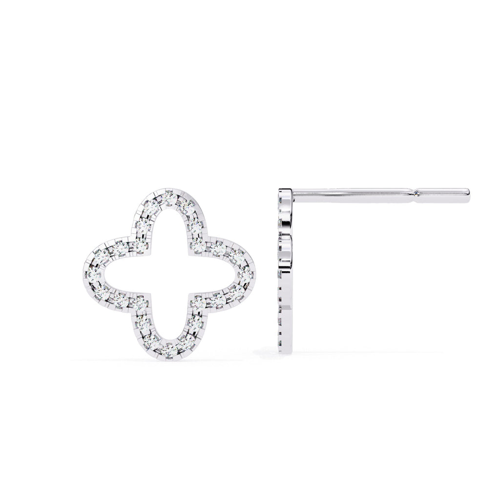 White Gold clover diamond earrings