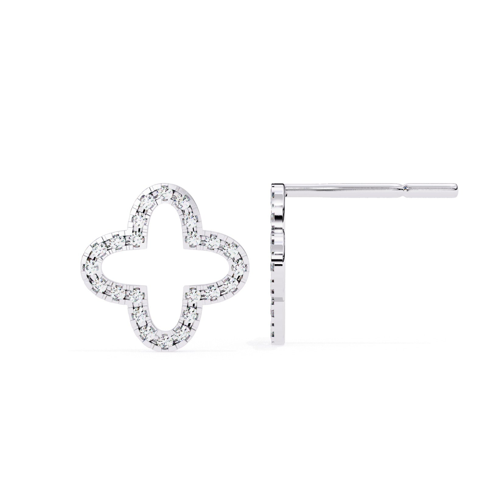 White Gold clover diamond earrings