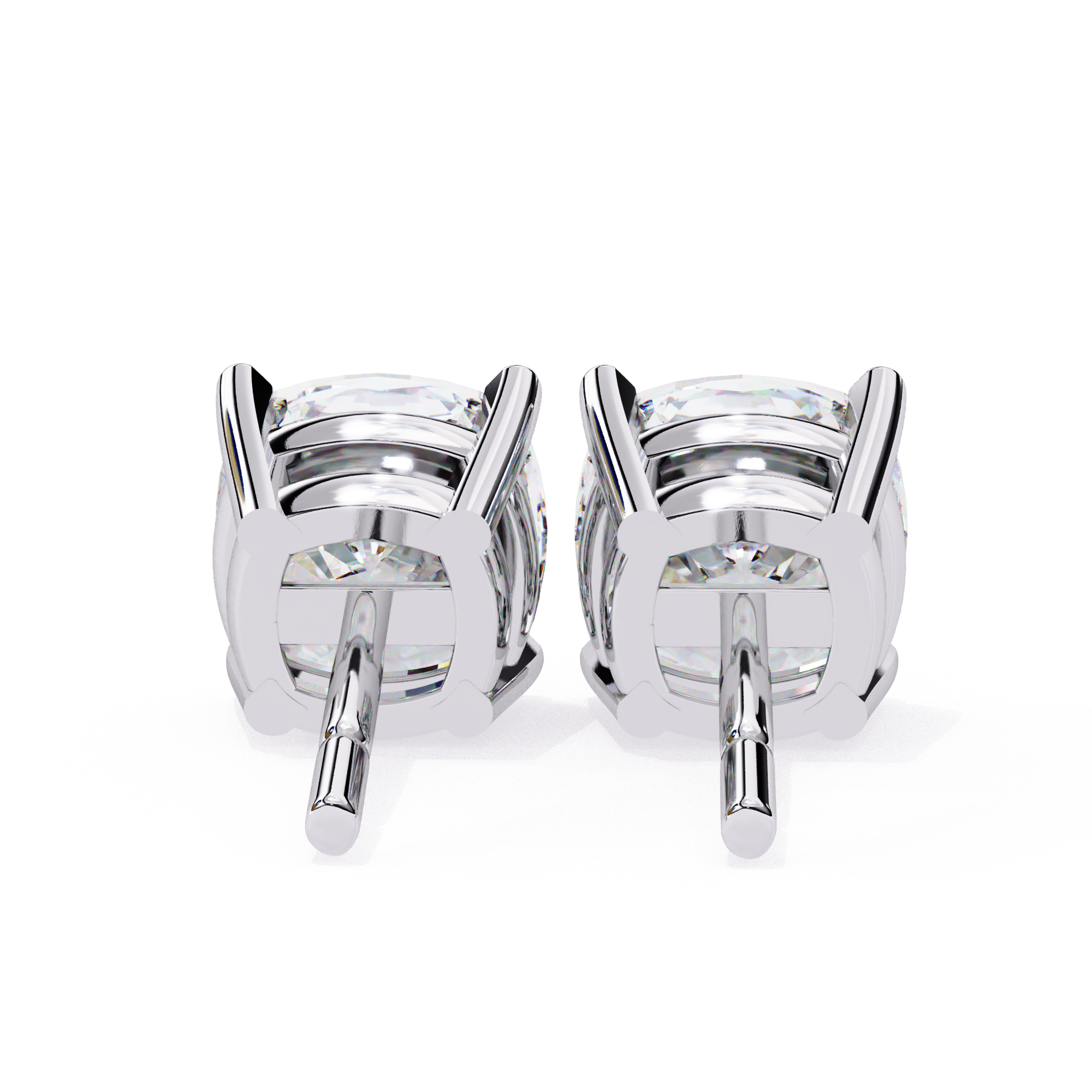Premium white gold cushion cut diamond stud earrings