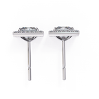 Designer square diamond halo stud earrings