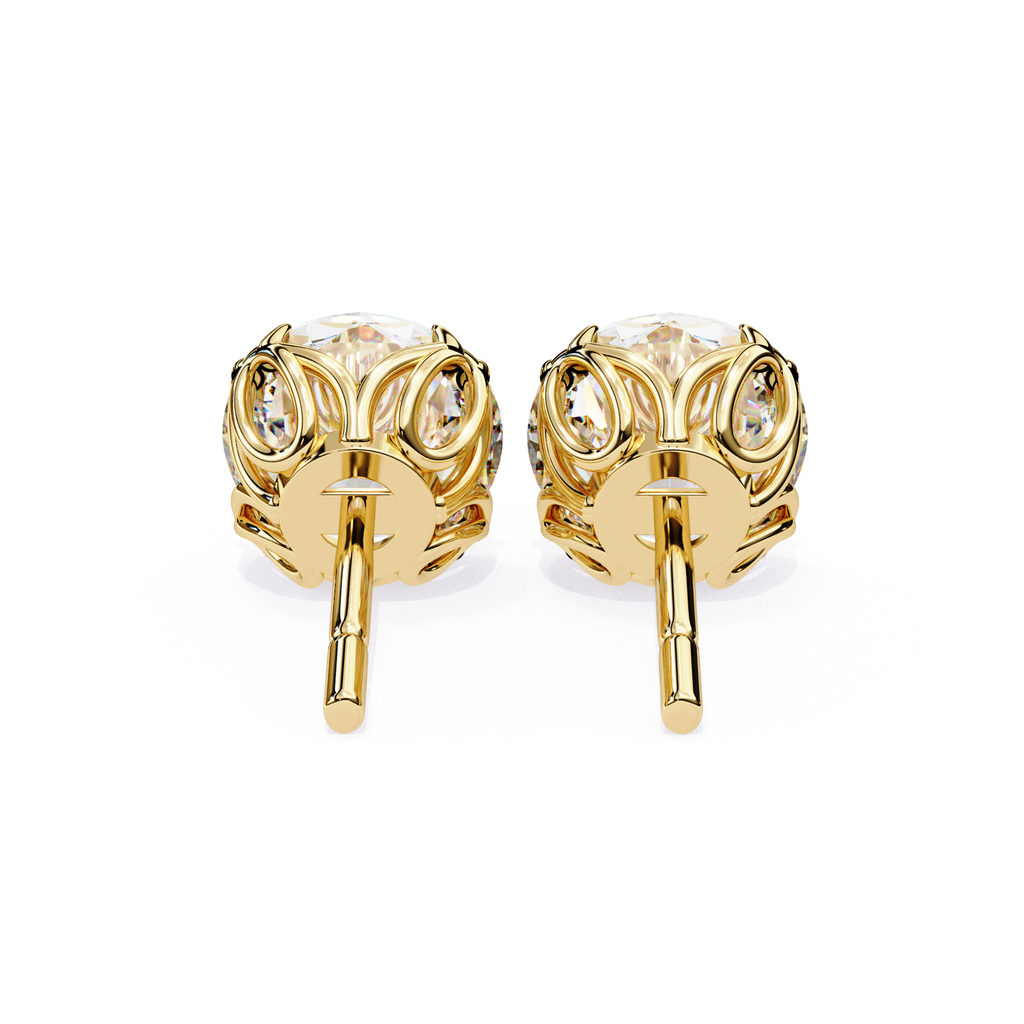 Premium gold Round cut diamond stud earrings