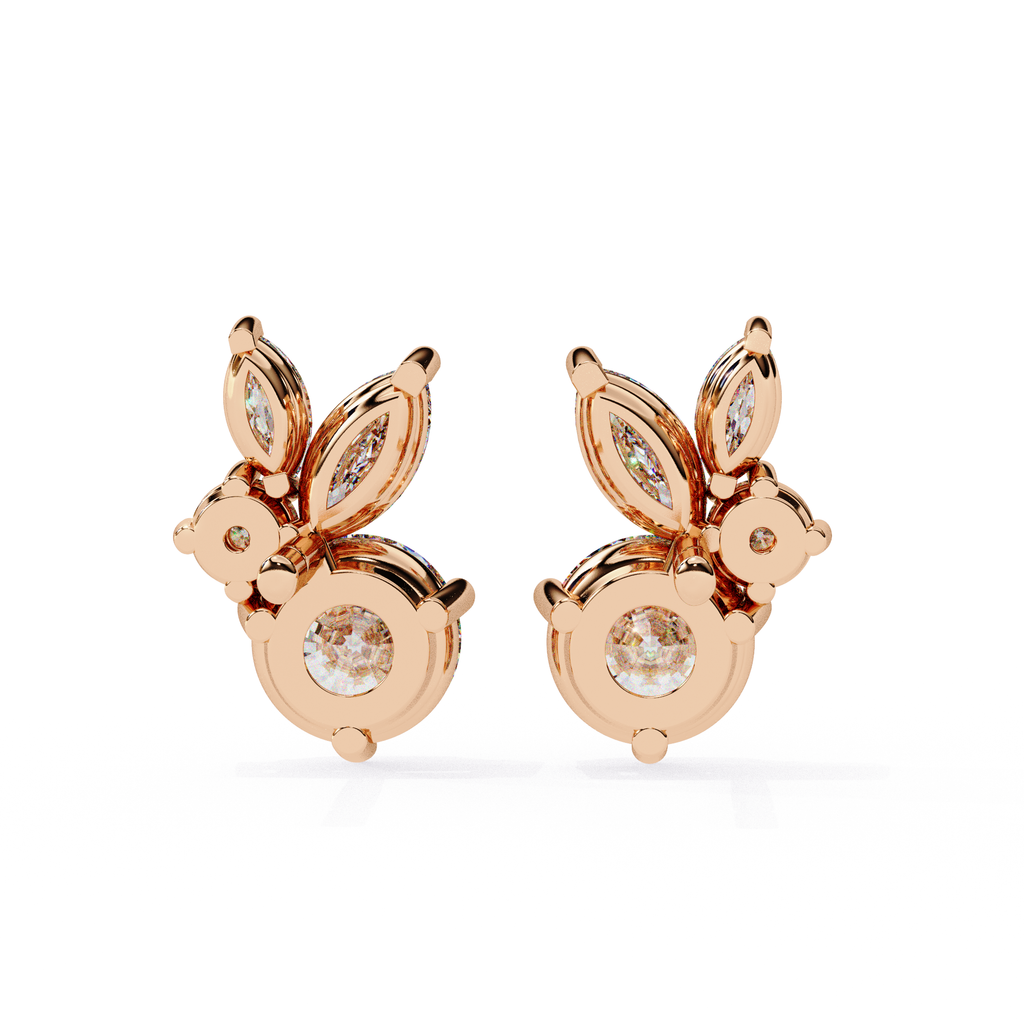 Premium rose gold diamond stud earrings