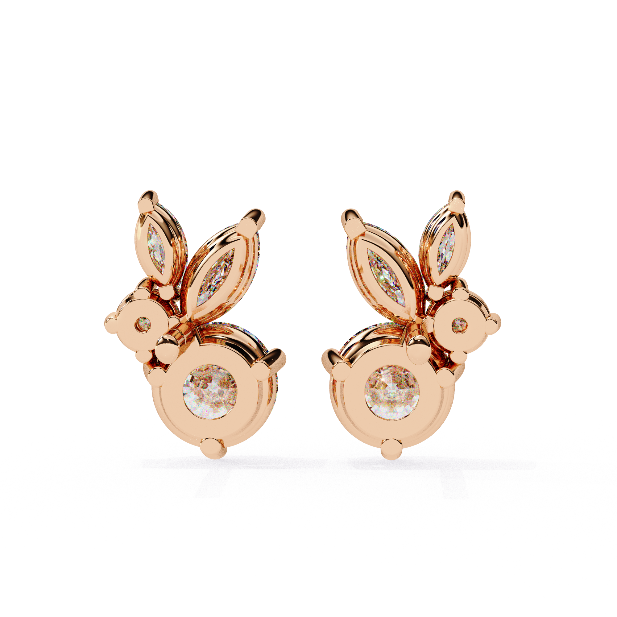 Premium rose gold diamond stud earrings