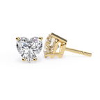 Heart shape diamond stud earrings in gold