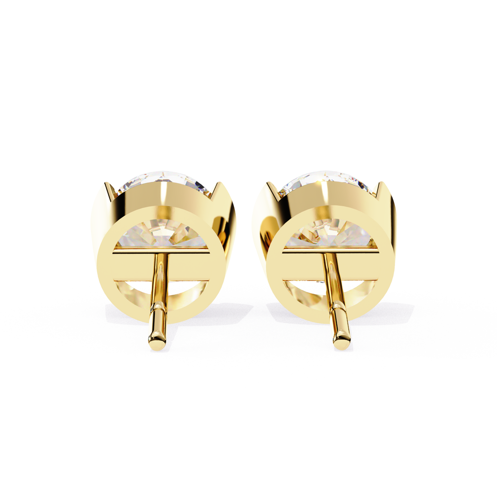 Geometric half bezel diamond stud earrings