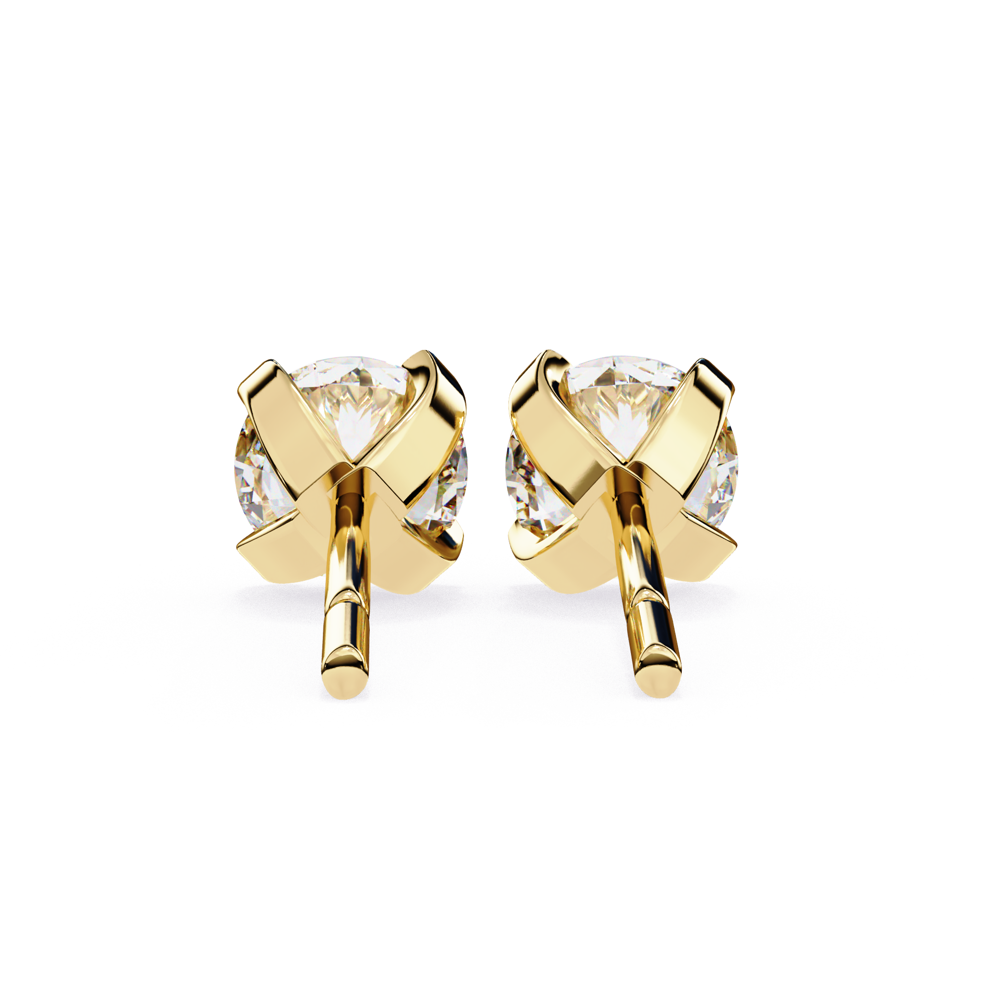Premium gold Round cut diamond stud earrings