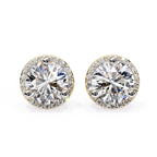 Elegant round cut diamond stud earrings with halo setting