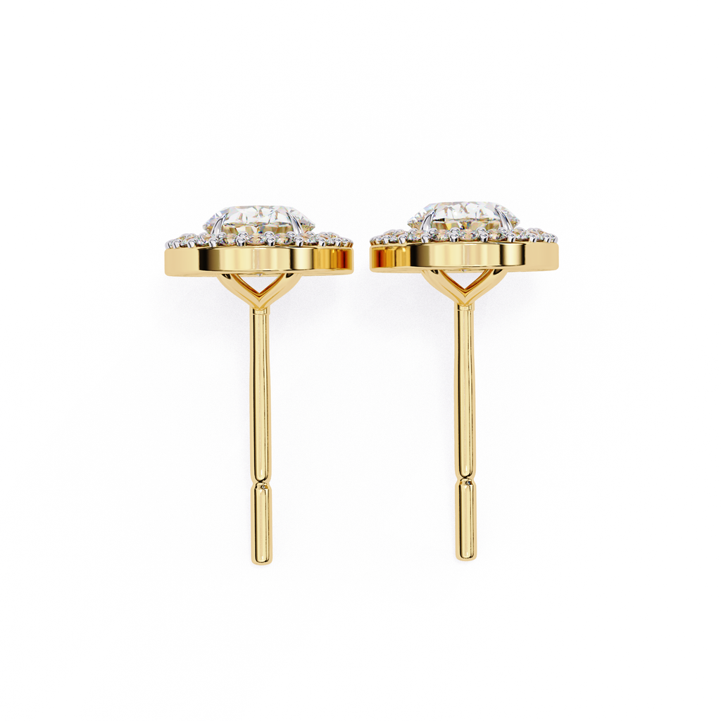 Elegant Oval shaped halo diamond stud earrings