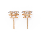 Premium rose gold princess cut diamond stud earrings