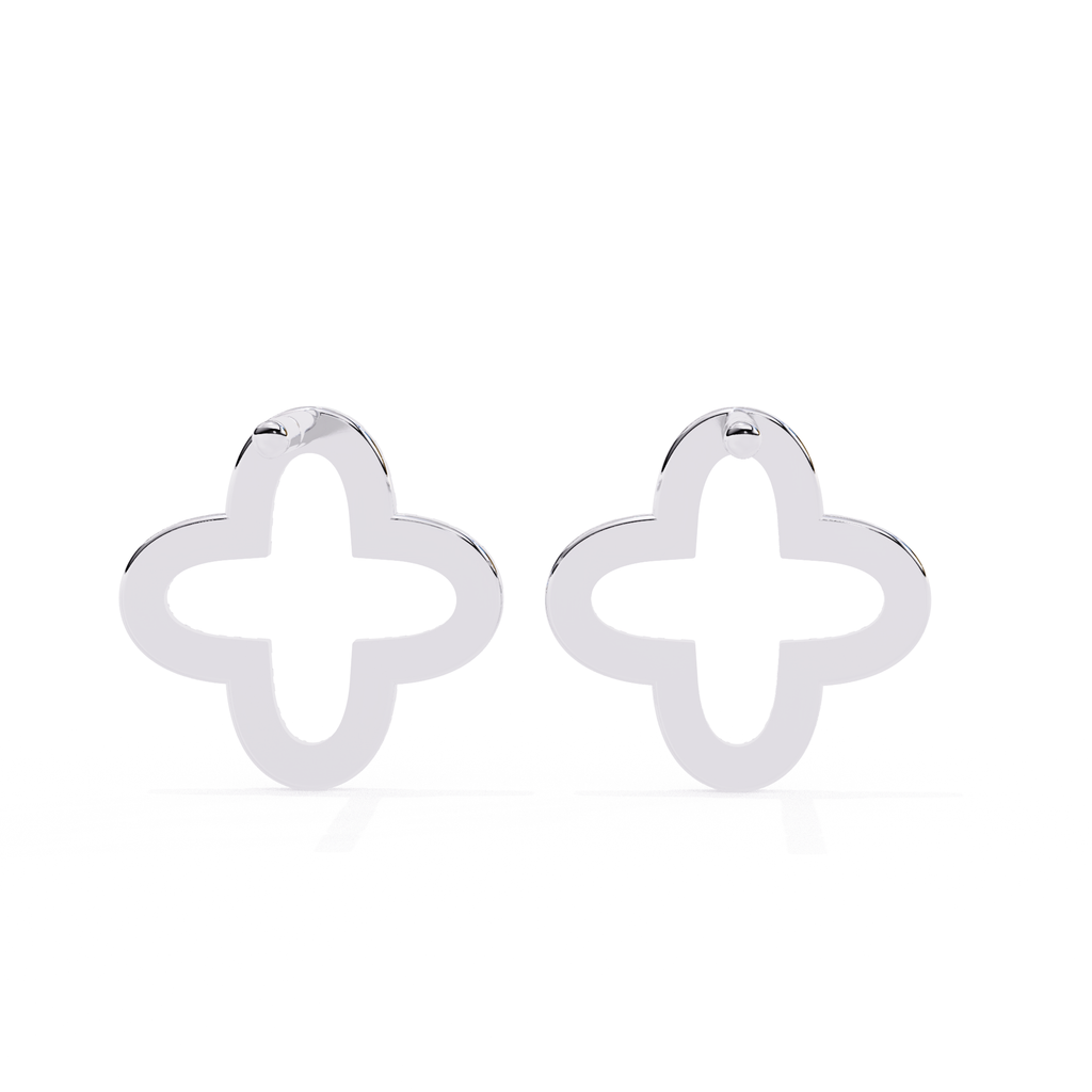Geometric diamond stud earrings in White Gold