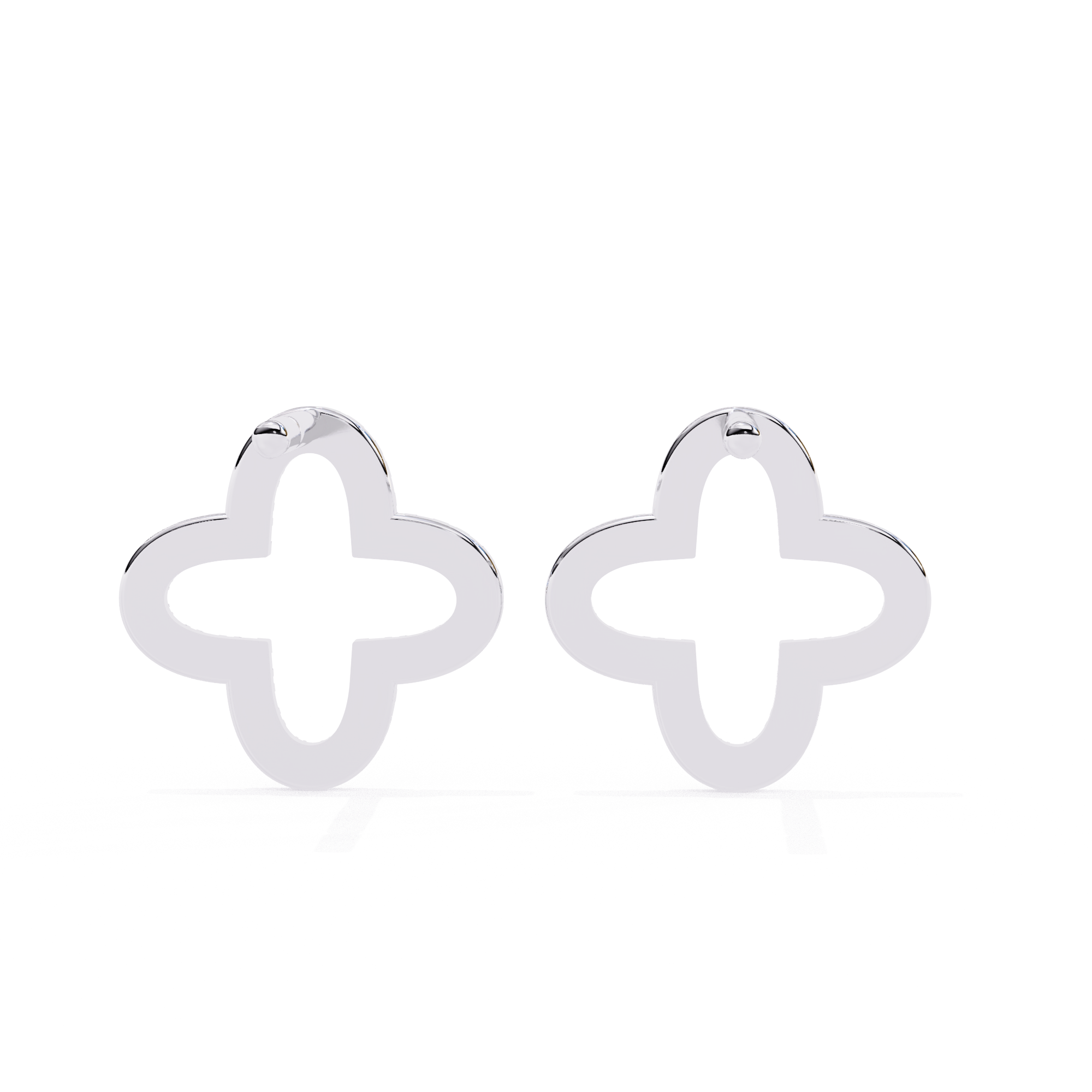 Geometric diamond stud earrings in White Gold