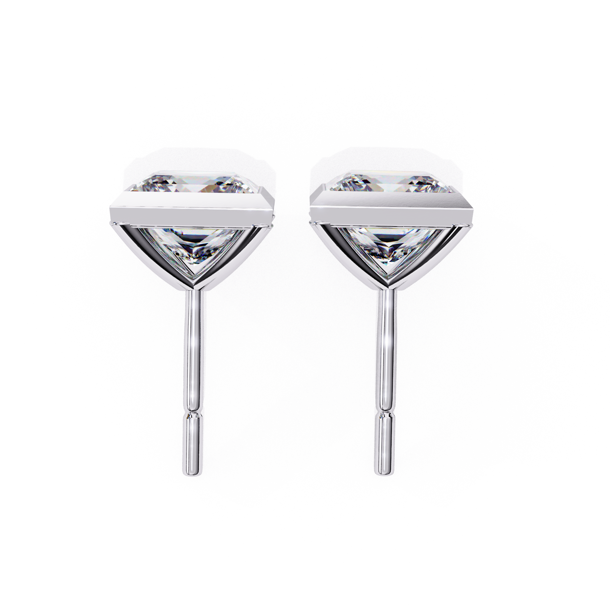 Minimalist diamond stud earrings square shape